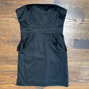 J Crew sz 2 black strapless dress with ruffle pockets